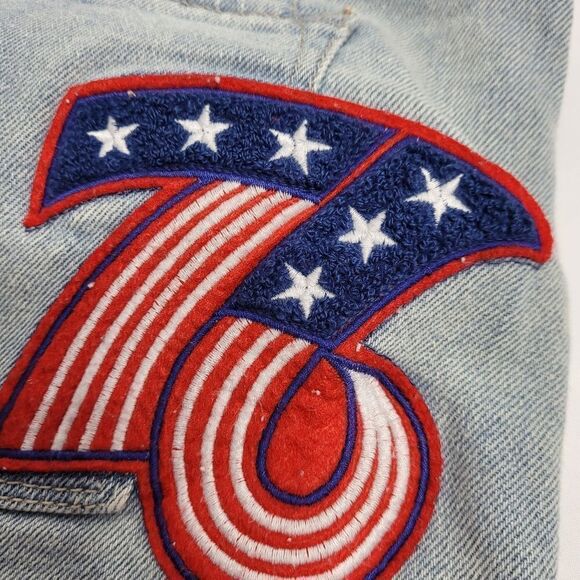 MOSSIMO jean shorts high rise distressed patch denim 16/33‎ - Picture 5 of 10